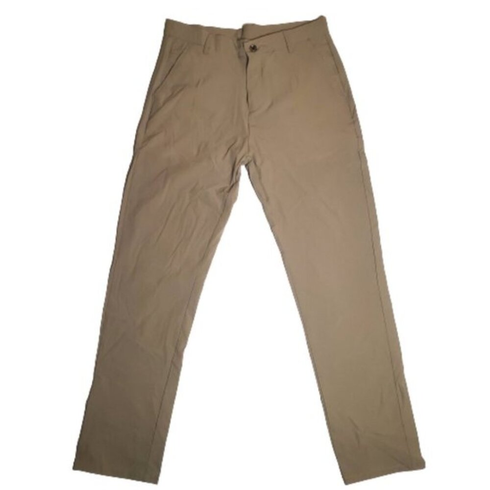Mens Beige Chino Pants Slim Straight Fit Casual Stretch Size 33 Khaki - Picture 5 of 11